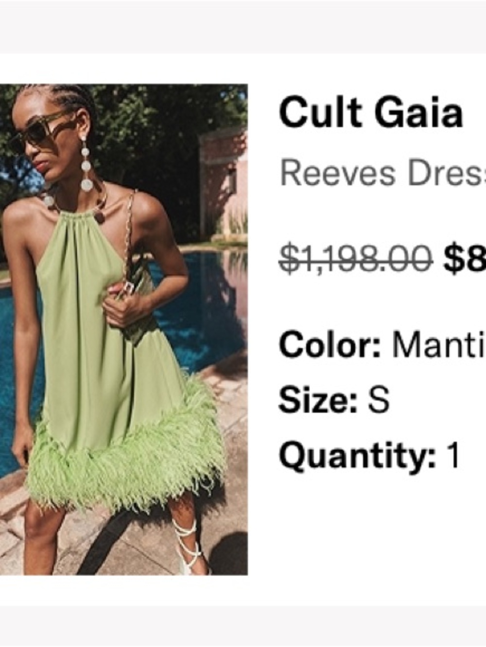 cult gaia Reeves Silk dress in Lime green feather-trim halter mini dress